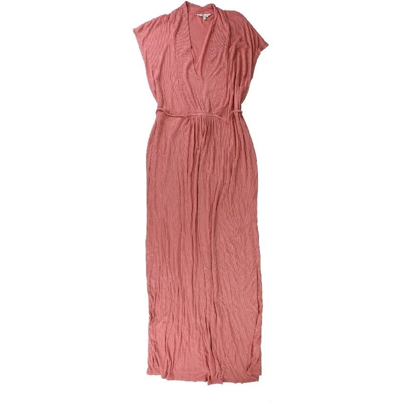 Ultra-lightweight Lucky Brand Womens Ribbed Maxi Dress, Pink, Small