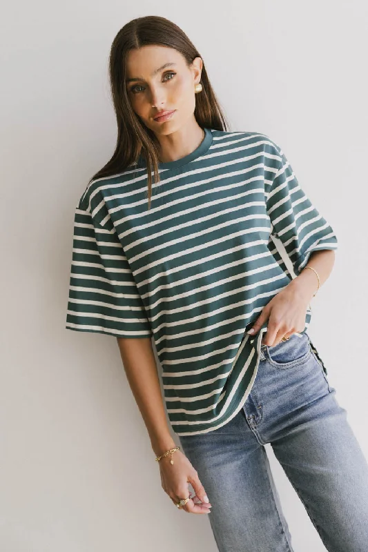 Chic Lounge Freddie Striped Tee in Teal