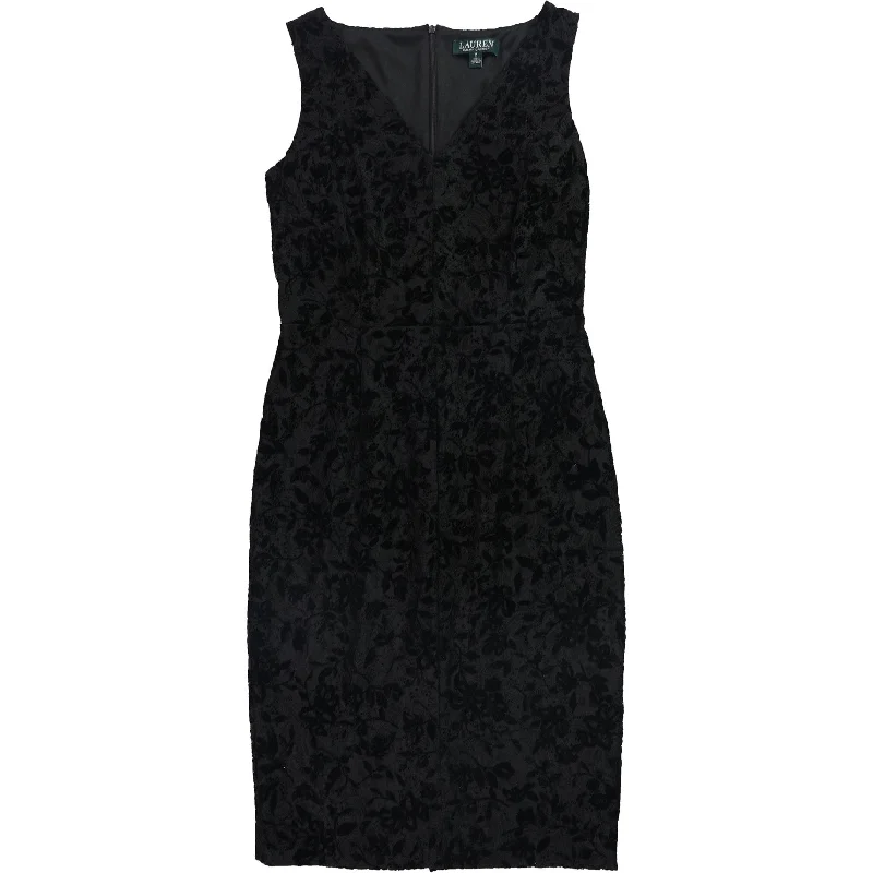 Classic Series Ralph Lauren Womens Lace Sheath Dress, Black, 2