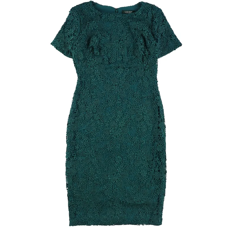 Exquisite Fabrics Ralph Lauren Womens Arguette Sheath Dress, Green, 4