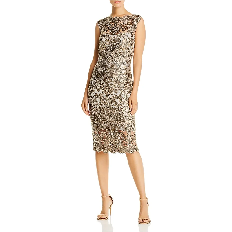Classic Choice Tadashi Shoji Womens Sequin Embroidered Sheath Dress, Grey, 6