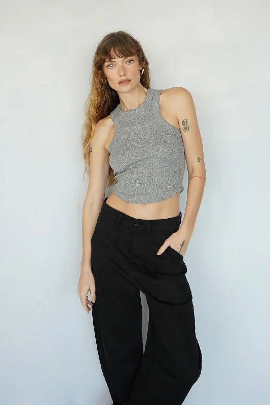 Short skirt design Detra Cotton Rib Tank - Heather Grey