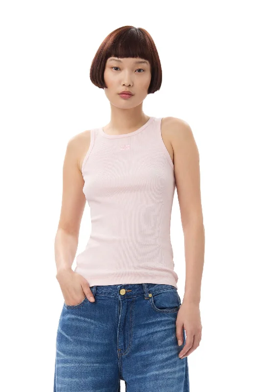 Fashion And Simplicity GANNI - Chalk Pink Rib Tank