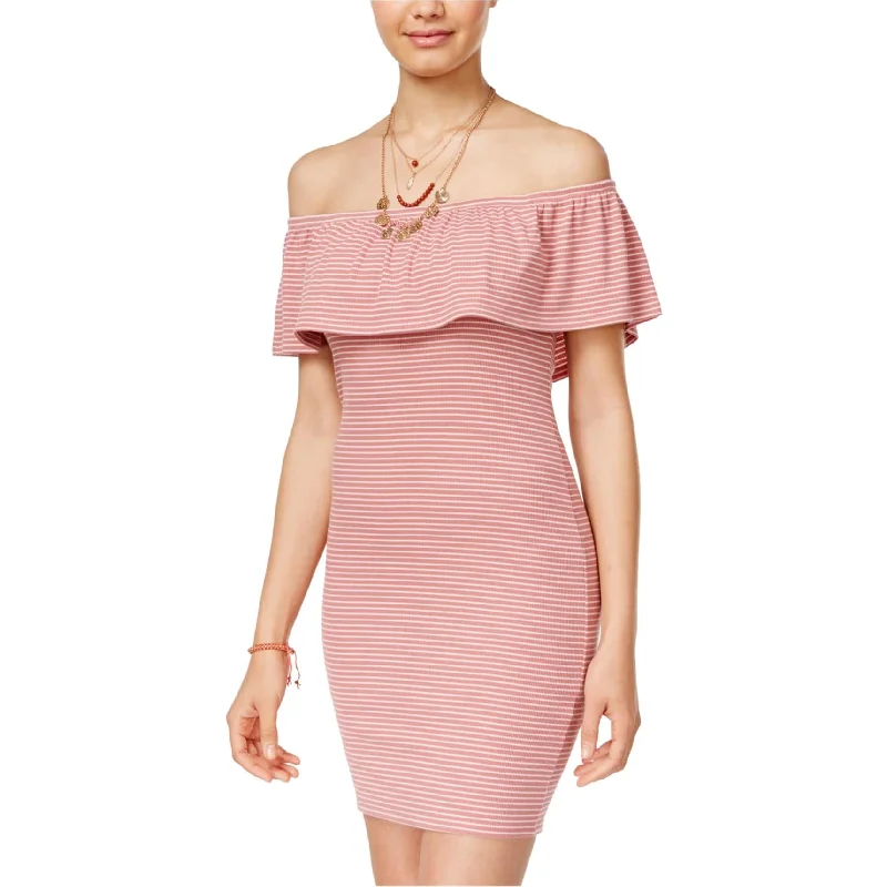 Layered Comfort Derek Heart Womens Texture Stripe Bodycon Dress, Pink, Large