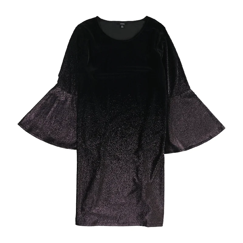 Lazy Style Alfani Womens Foil A-line Dress, Black, 18W