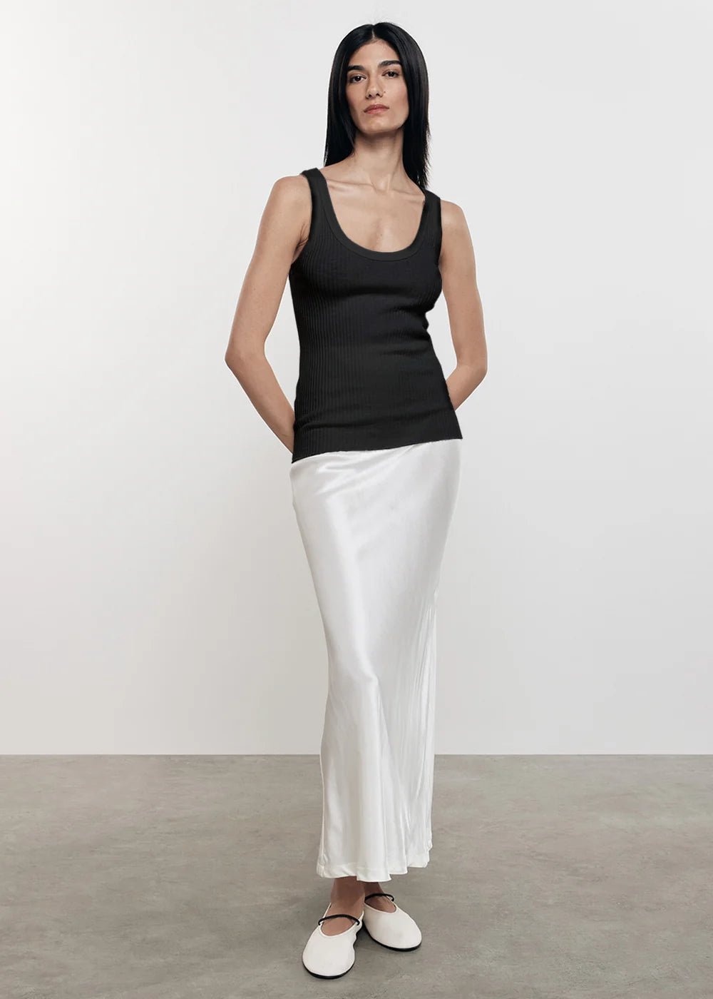 Exquisite Craftsmanship Enza Costa - Black Military Ribbed Tank