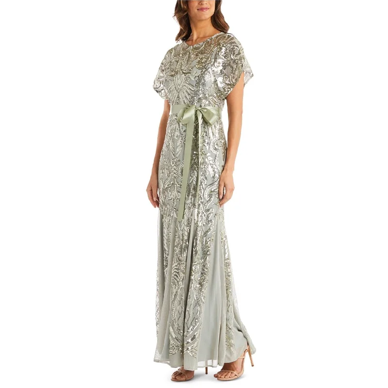 Modern Comfort R & M Richards Womens Sequin Gown Dress, Blue, 16