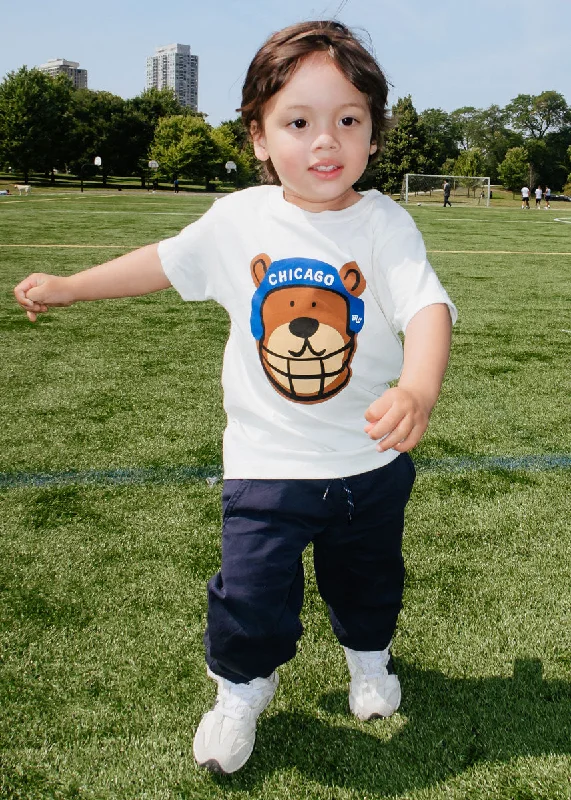 Extra long version Chicago Football Bear Toddler Tee - Natural
