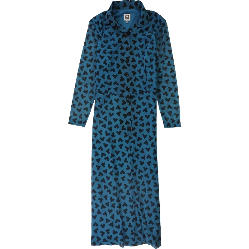 Retro Design Anne Klein Womens Mesh A-line Shirt Dress, Blue, 10