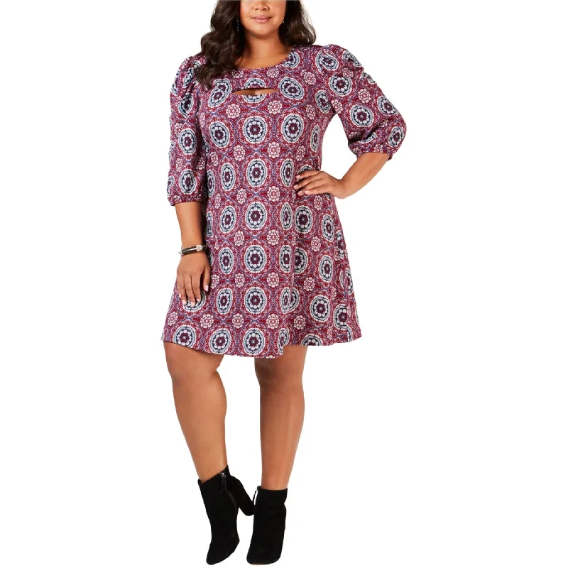 Body Design NY Collection Womens Puff Sleeve Sheath Dress, Red, 1X