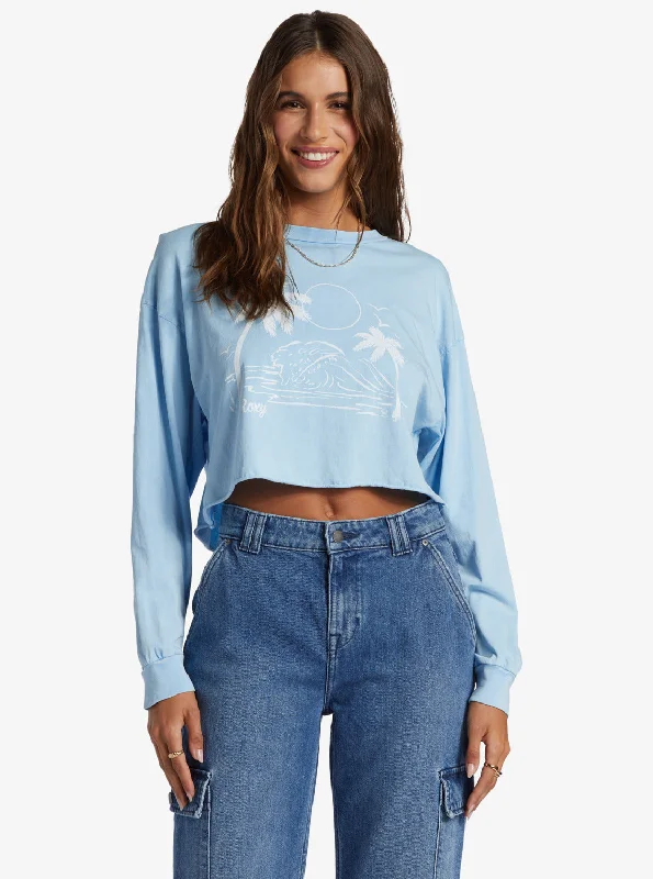 Comfort Fit Simple Surf Oversized Long Sleeve T-Shirt - Clear Sky