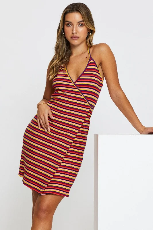 Sports And Leisure Stripe Wrap Dress Mini