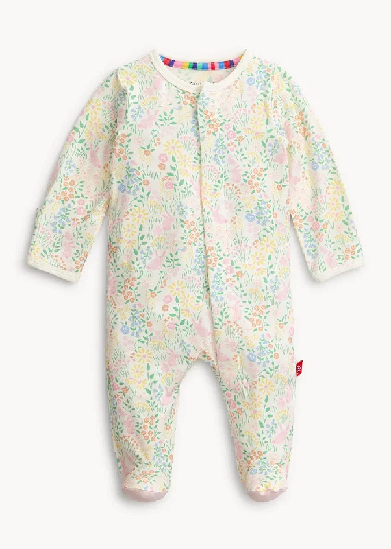Simple Matching Modal Magnetic Ruffle Footie - Hoppy Garden