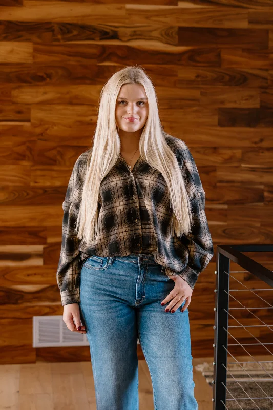 Effortless Comfort Rose Plaid Button Down | Taupe