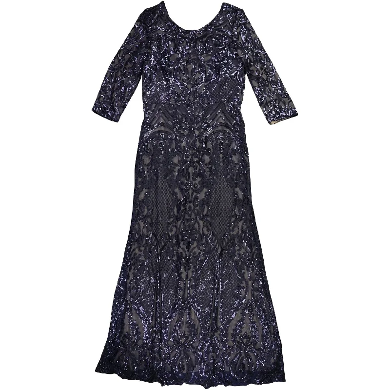Fashionable Items Alex Evenings Womens Sequin Brocade Mermaid Gown Dress, Blue, 12