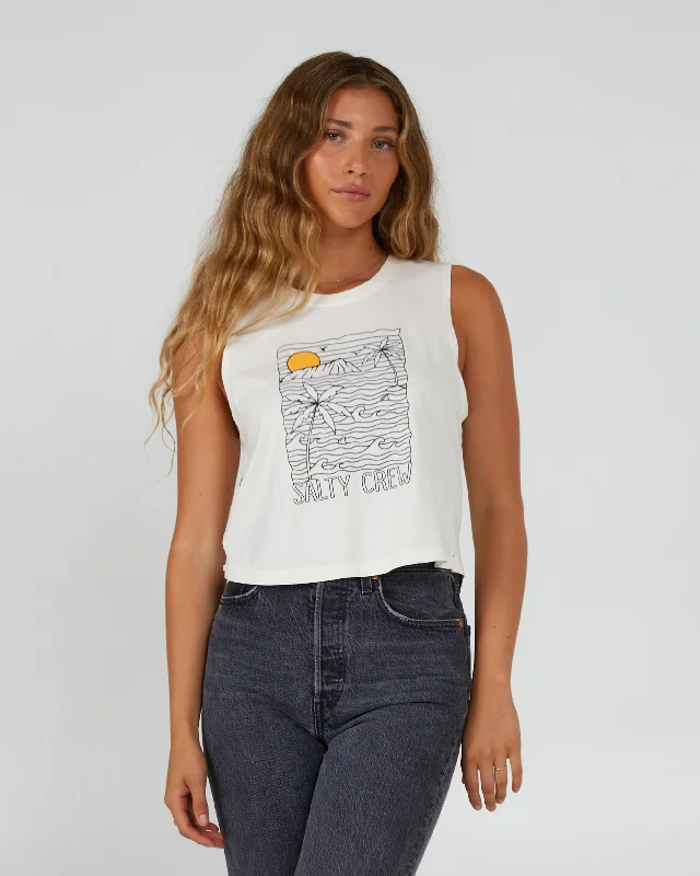 Unique Prints Joy Cropped Tank - Off White