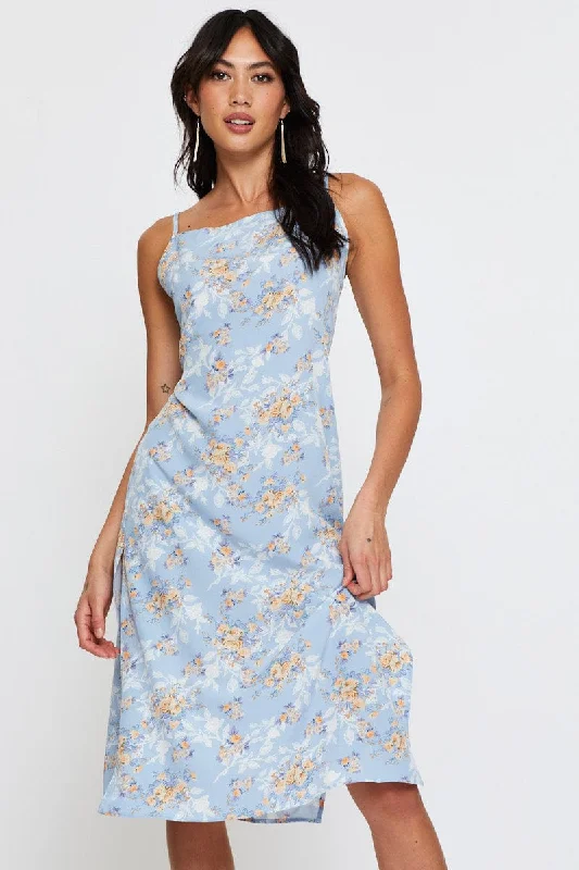 Soft Touch Print Midi Dress Sleeveless