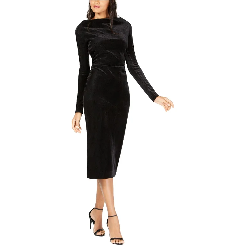 Stretch Design Rachel Zoe Womens Corduroy Midi Dress, Black, 0