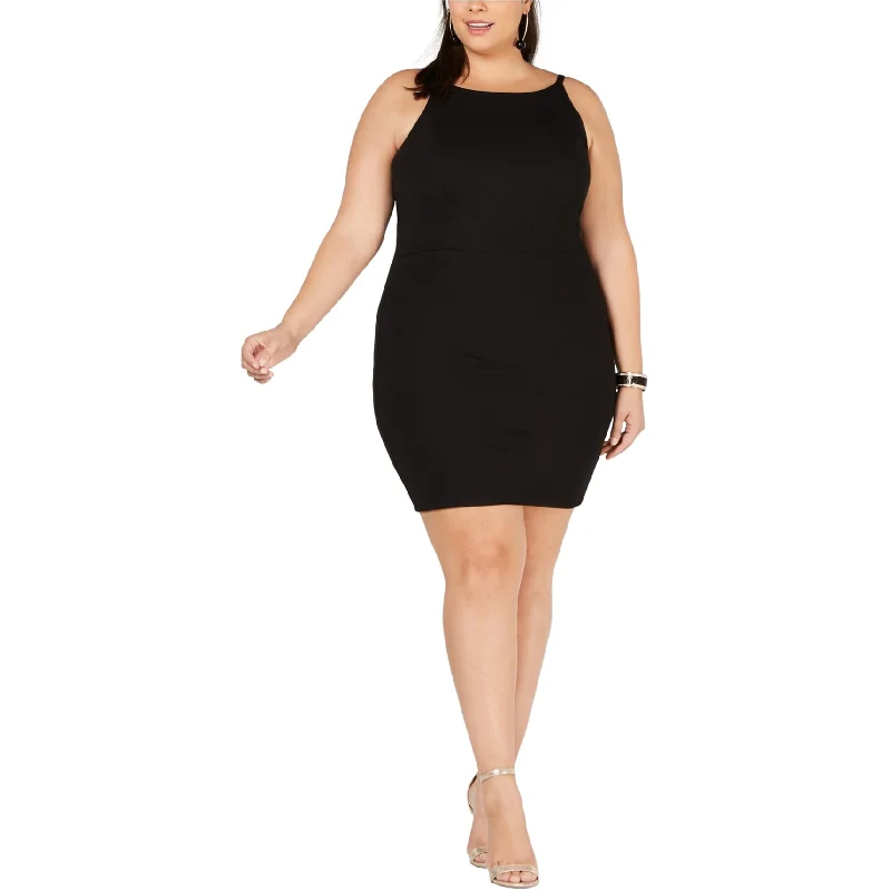 High Street Fashion Soprano Womens Spaghetti Strap Bodycon Dress, Black, 2X