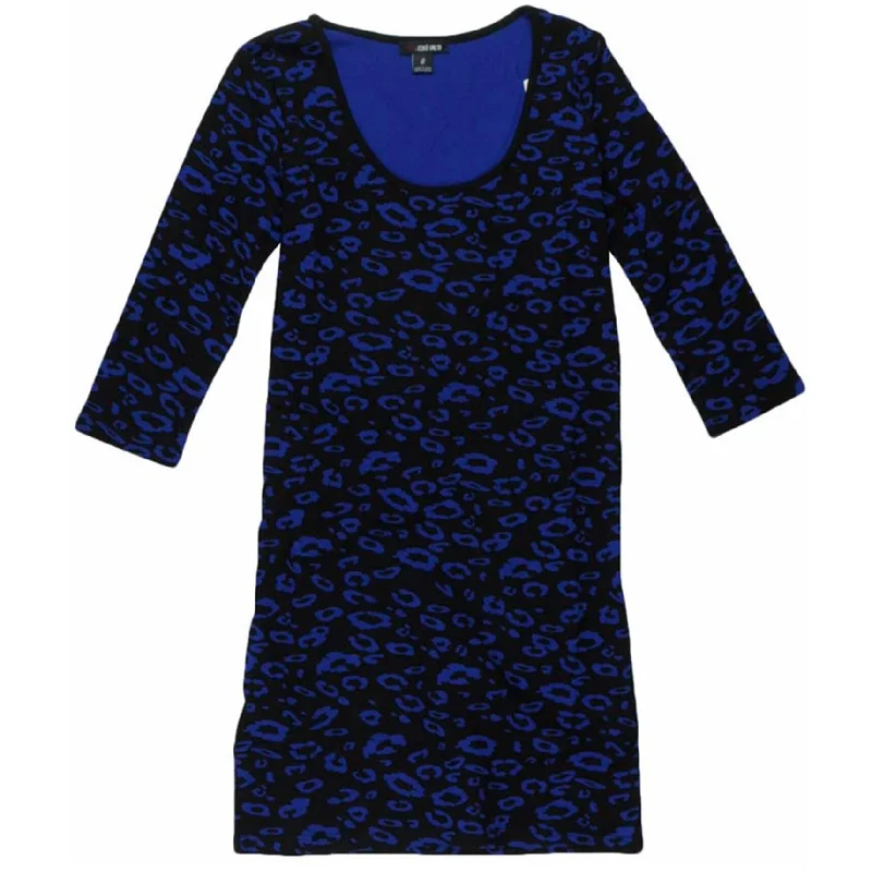 Breathable Comfort Ecko Unltd. Womens Knianimal Prin3/4 Slv Drs Shirt Dress, Black, Small