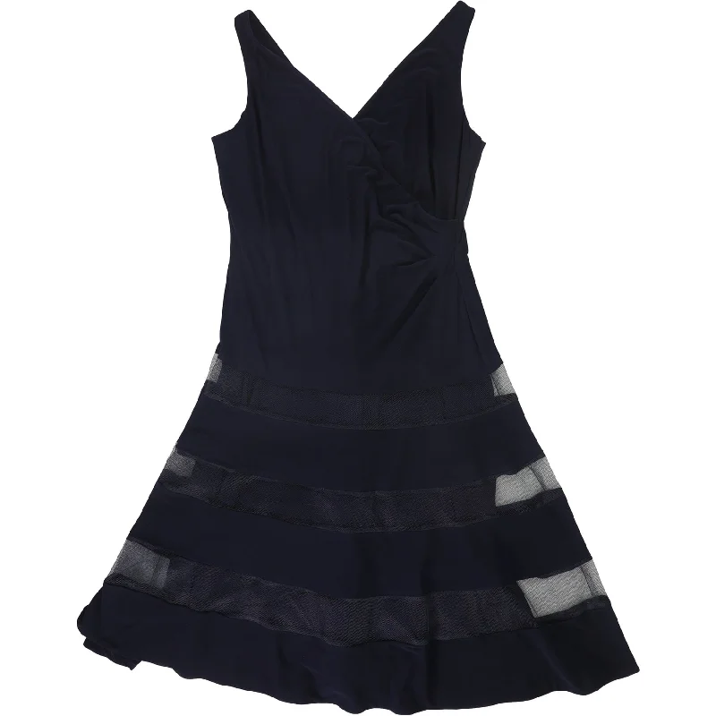 Weekend Style Ralph Lauren Womens Tulle Stripe Cocktail Dress, Blue, 6