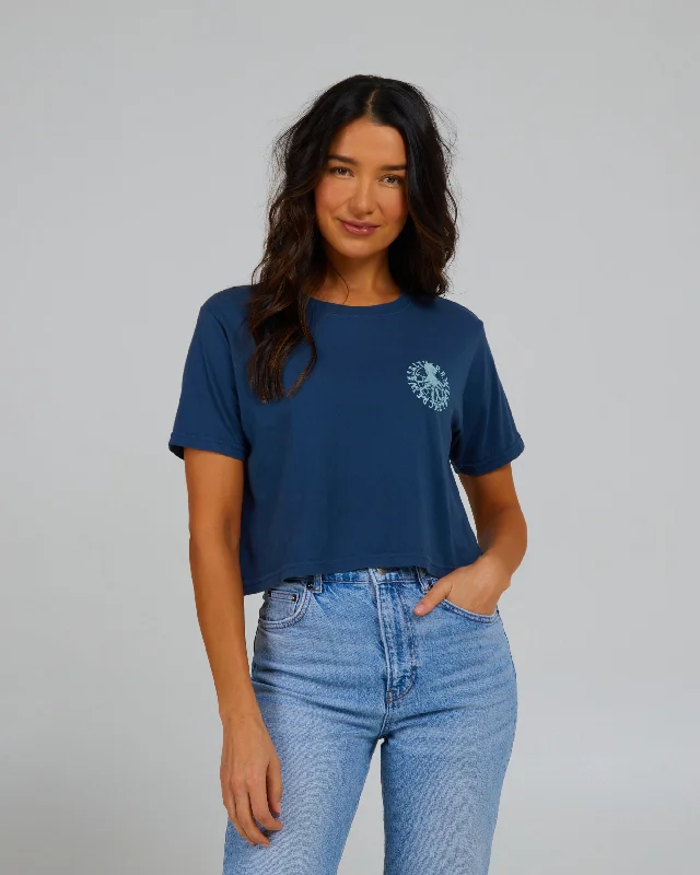 Relaxed And Casual My Friend Crop Tee - Denim