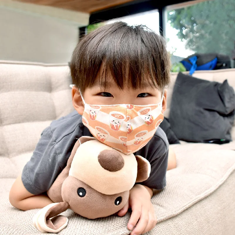 Free And Casual THE WEE BEAN | Mask | (Gift!) Organic Cotton Kids Mask + 10pcs Filters | Milk Tea