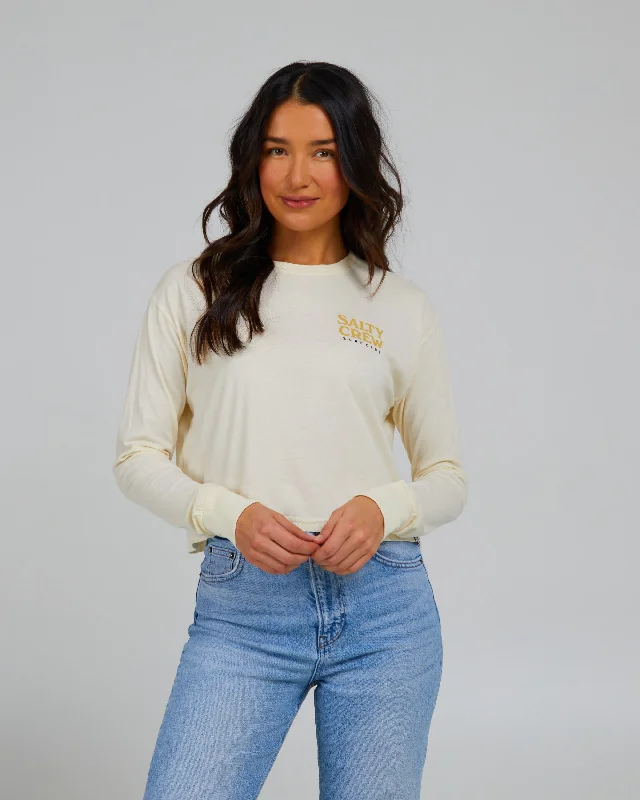 End Of The Year Surf Check L/S Crop - Off White