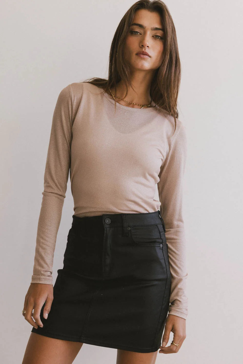 Fresh Wear Della Shimmer Top in Mauve