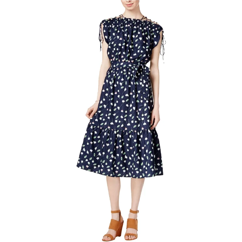 Easy Chic Maison Jules Womens Printed Smocked Fit & Flare Dress