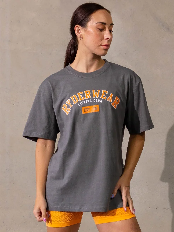 Perfect Tailoring Varsity Oversized T-Shirt - Charcoal