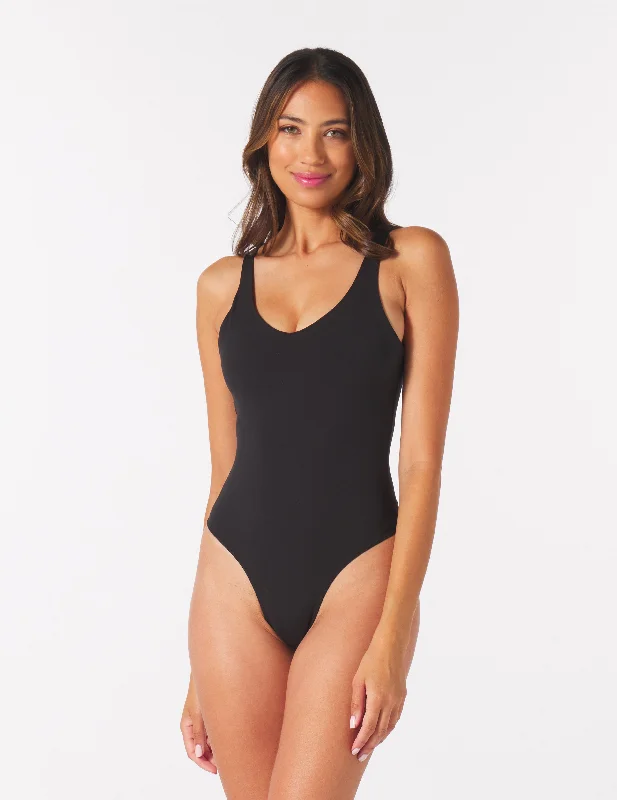 Feminine Charm Sculpt Body Suit: Black