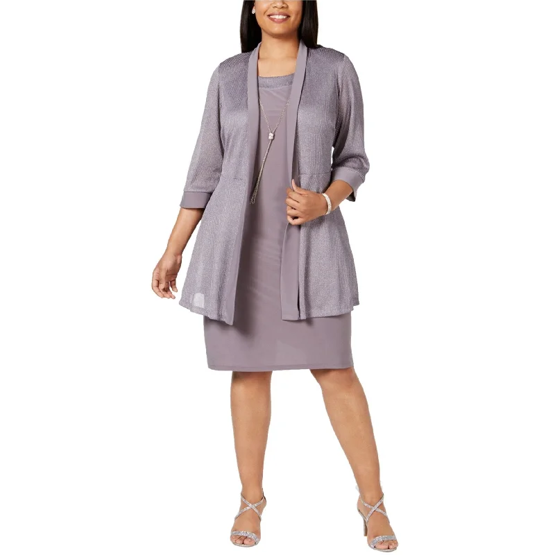 New Design R & M Richards Womens 2-Piece Shift Dress, Grey, 18W