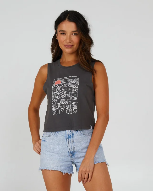 Spiritual Vitality Joy Cropped Tank - Charcoal