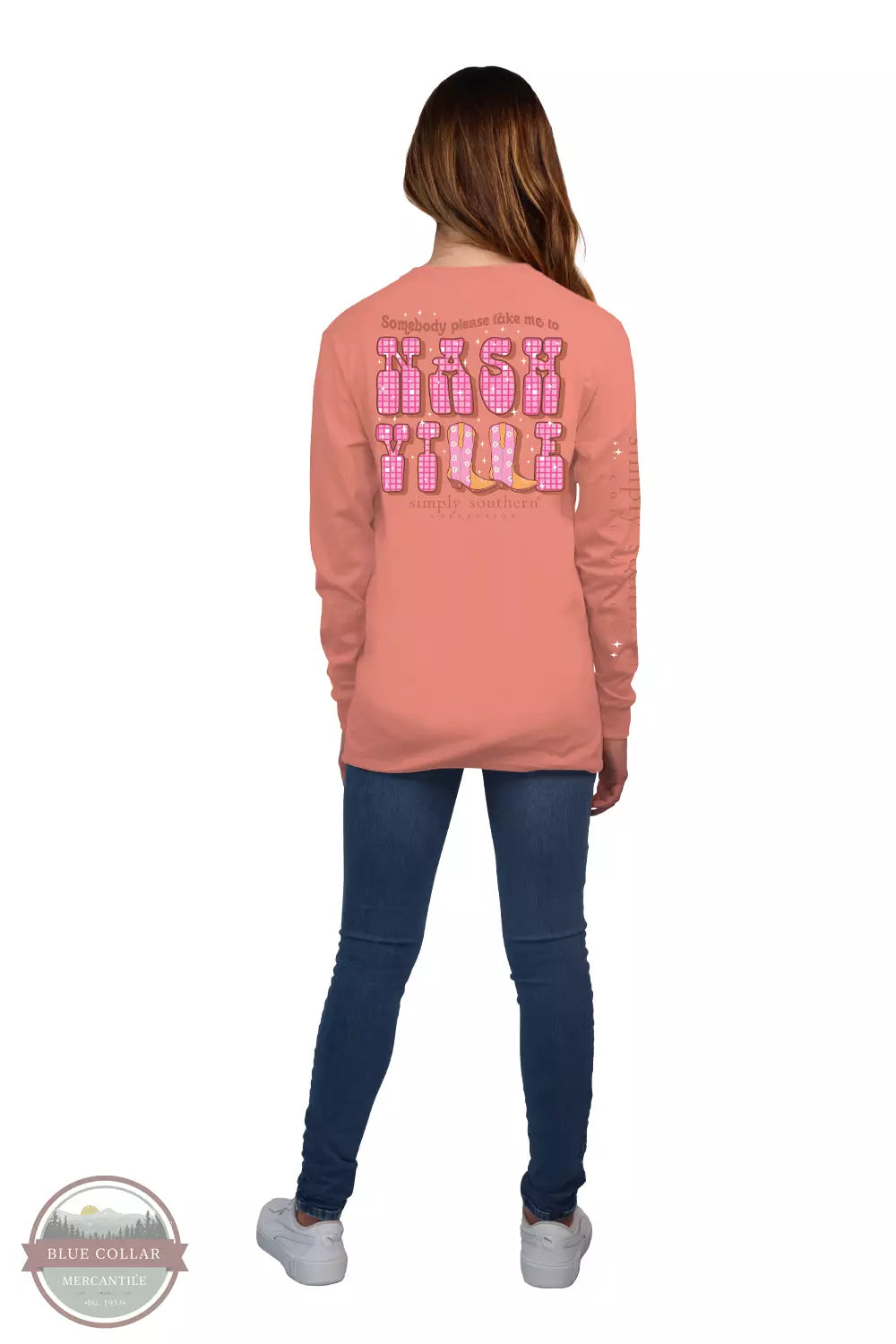 High Street Style LS-NASHVILLE-PEACH Take Me to Nashville Long Sleeve T-Shirt