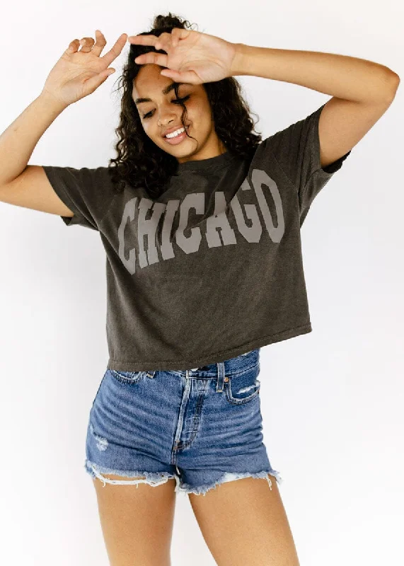 Sports Tights Chicago Collegiate Puff Crop Tee - Pepper