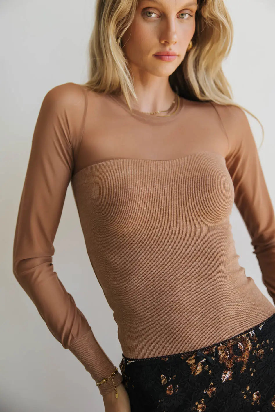 Street Style London Mesh Top in Tan