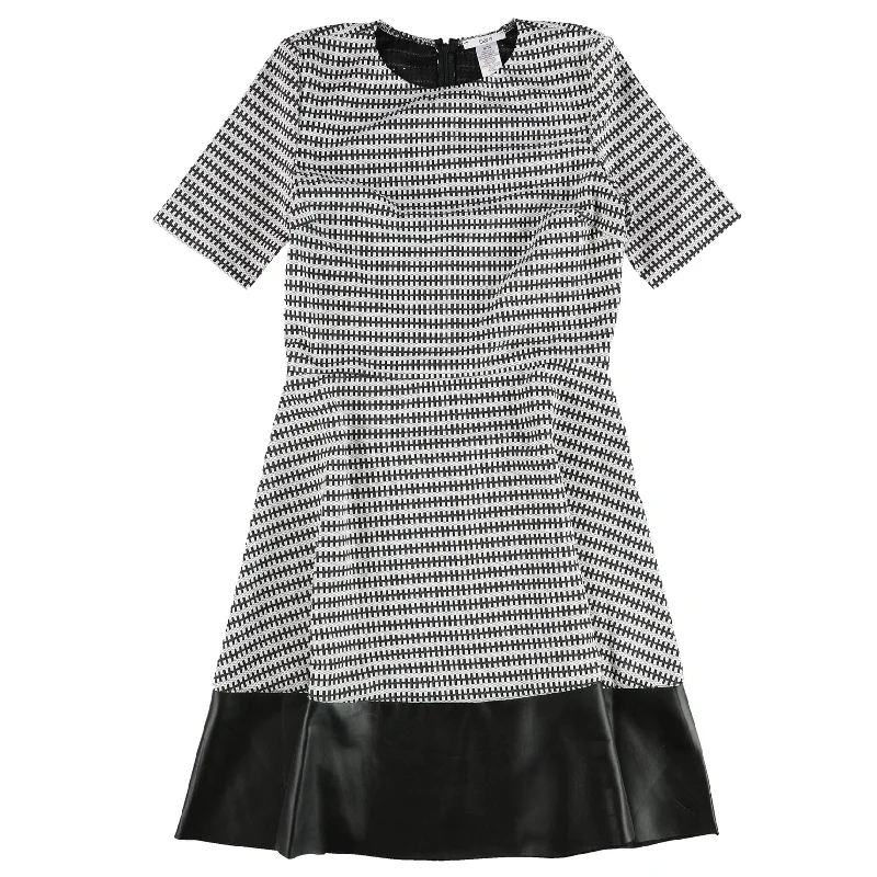 Cute Design bar III Womens Faux-Leather-Trim Fit & Flare Dress, Black, X-Large