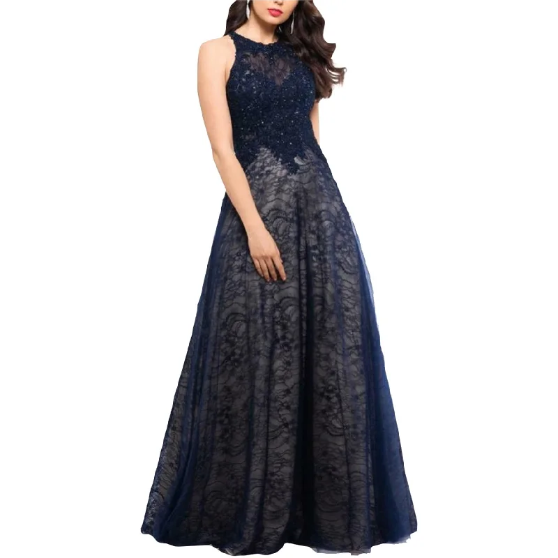 Exquisite Embroidery Xscape Womens Lace-Top Fit & Flare Gown Dress