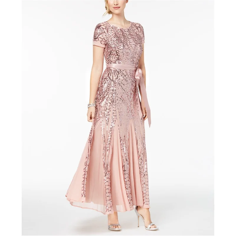 Ethnic Style R & M Richards Womens Sequin-Embellished Gown Dress, Pink, 6