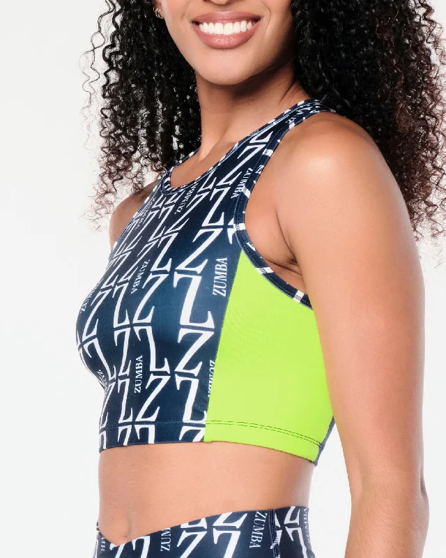 Relaxed Dresses Zumba Prep High Neck Crop Tank - Caution