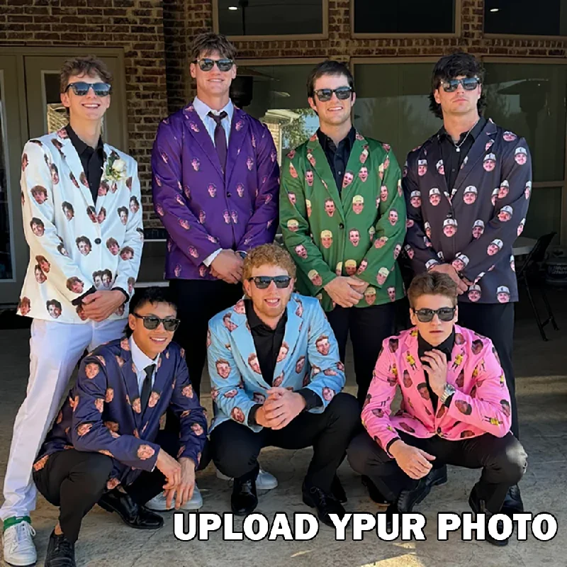 High Street Fashion Personalized Blazers Coat Bachelor Party Suit Custom Suit with Logo Picture Text Background