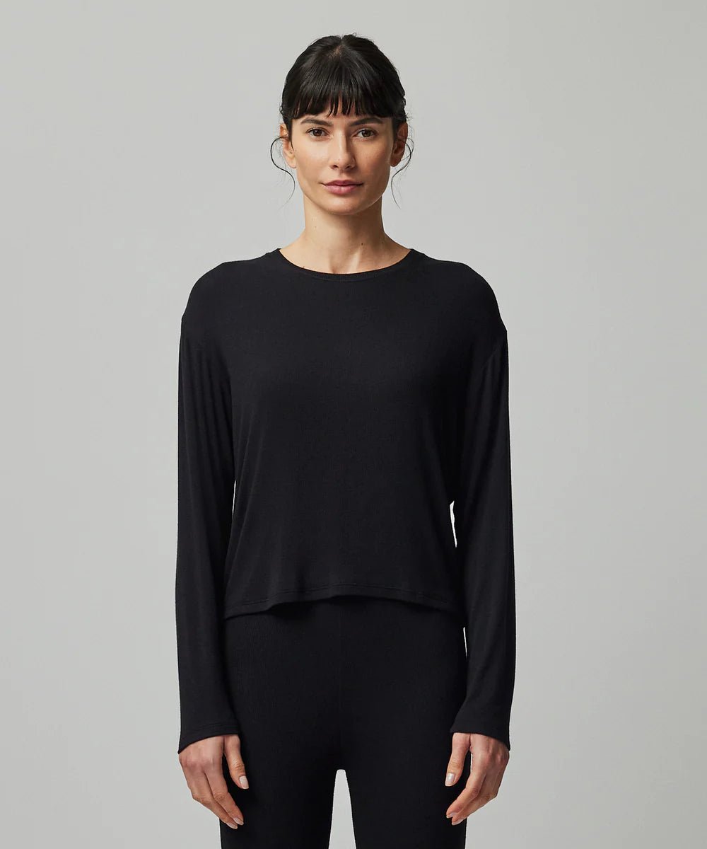 Street Vertical And Horizontal Design ATM - Jay Rib Long Sleeve Black Tee