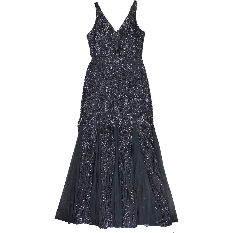 Trendy Comfort Nightway Womens Sequin Gown Dress, Blue, 8