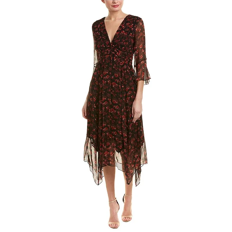 Boutique style Rachel Zoe Caden Handkerchief-Hem Dress Multi 2, Red, 2