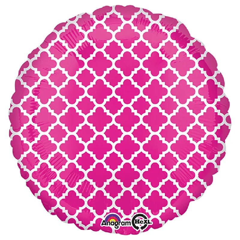 Exquisite Fabrics 18 inch CIRCLE - QUATREFOIL PINK AND WHITE