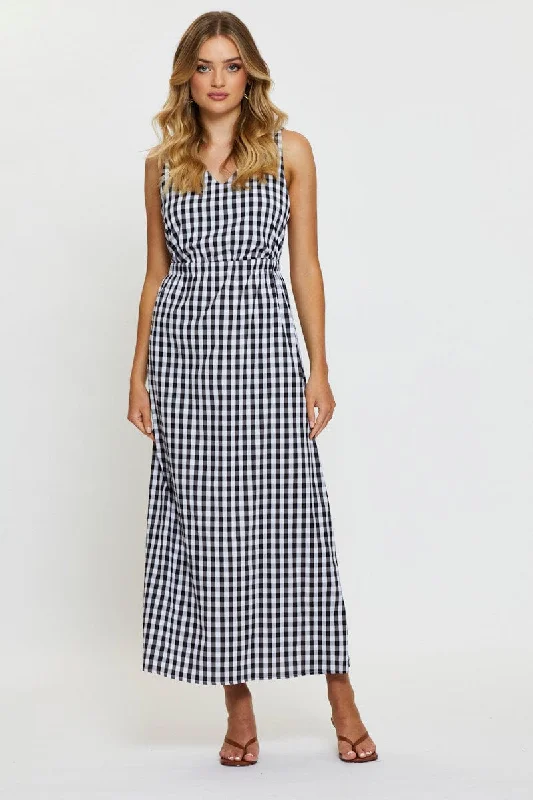 Relaxed Dresses Check Maxi Dress Sleeveless
