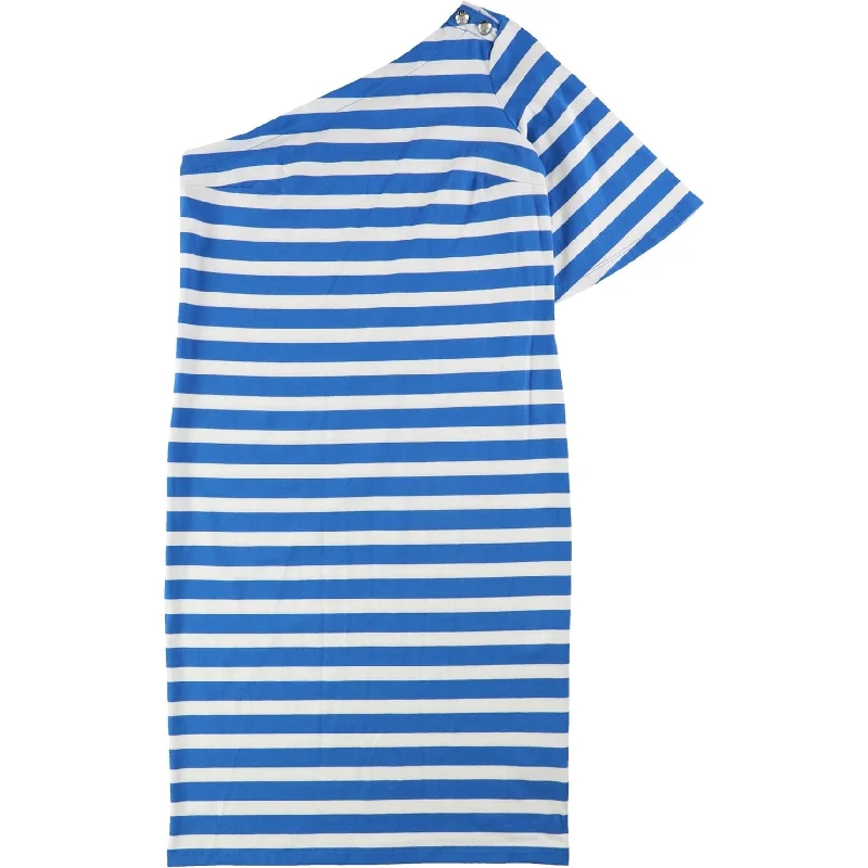 Effortless Wear Ralph Lauren Womens Striped One Shoulder Dress
