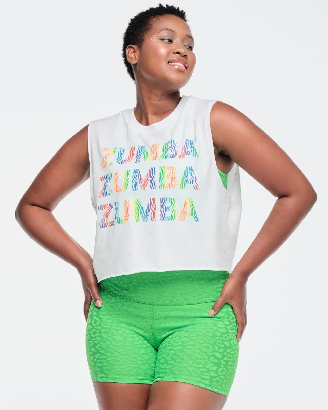 Sports Style Funscape Crew Neck Muscle Crop Tank