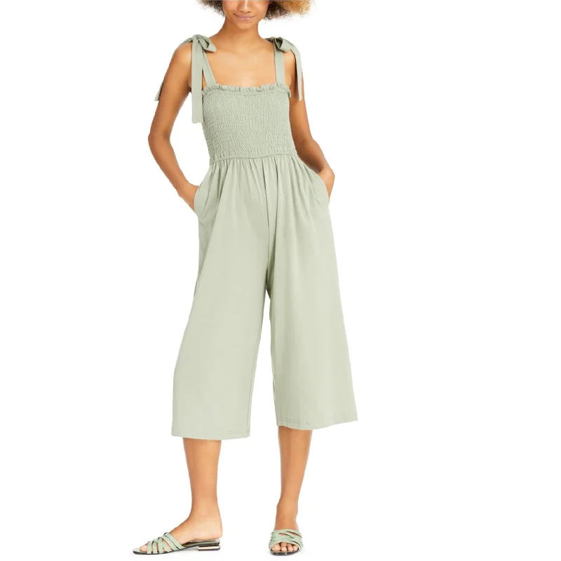 Fashion Touch Mink Pink Womens Smocked Tie-Shoulder Jumpsuit